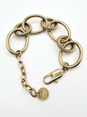 Dyrberg/Kern Gold Tone Chunky Link Bracelet Statement Chain Signed